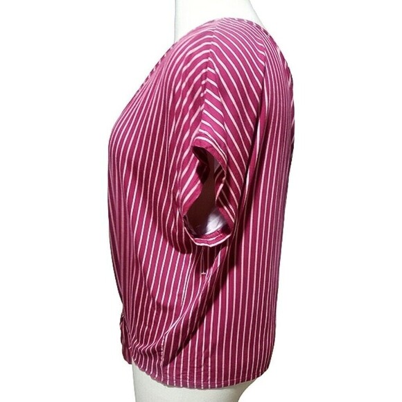 Modcloth Burgundy Top Boxy Tie Front Plus Size 2X Striped Womens Casual Mod NWT - Picture 6 of 12